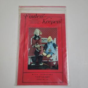Finders Keepers 130 Sewing Pattern for 20" Miss Thumbunny Folk Rabbit UNCUT